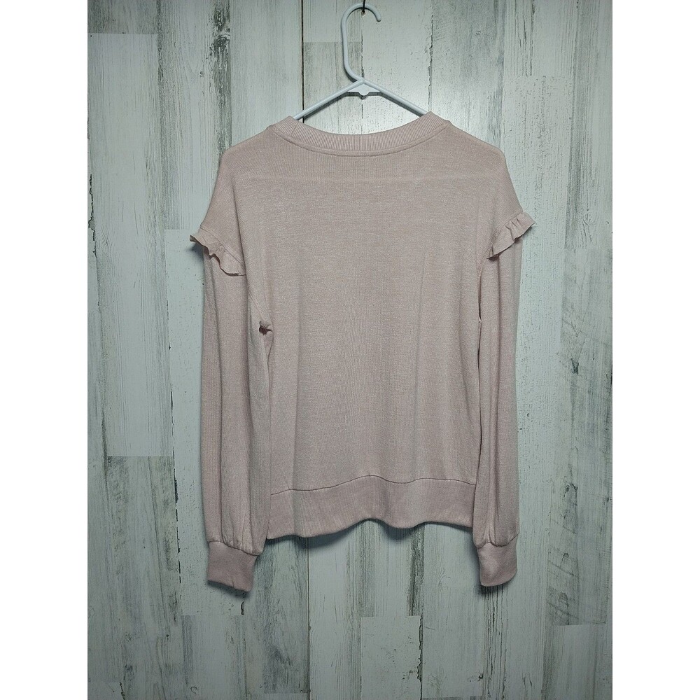 Tahari Women's Medium Ruffle Sleeve Lightweight Sweater In Blush - Picture 6 of 8